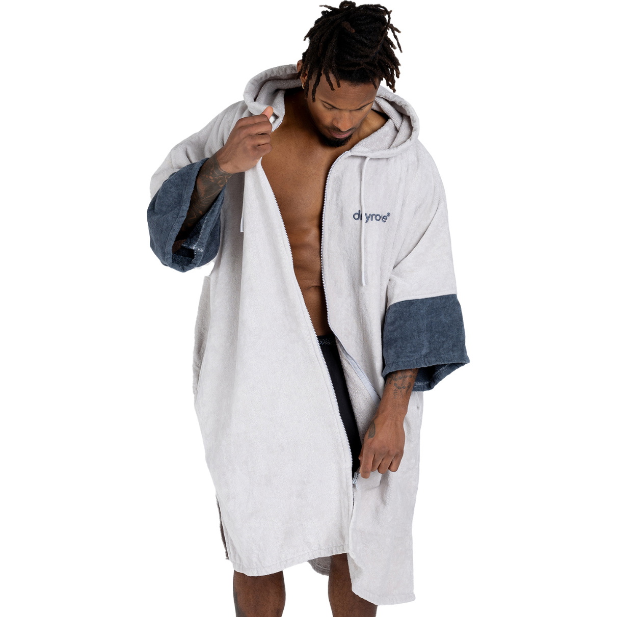 2026 Dryrobe Adult Hooded Zip Towel Robe FZORGTWLNC - Nimbus Cloud